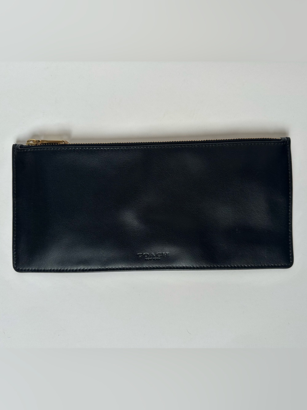 Authentic Coach Black Smooth Leather Slim Zipper Pouch Wallet Insert - Like New